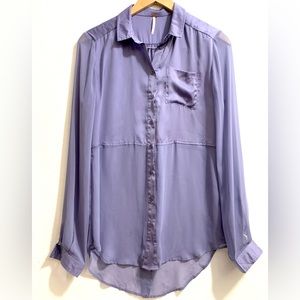 Free People Button Down Long Sleeve Top Size Small Silk/Gauze material
